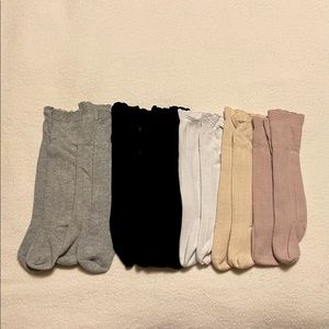 3T Set of 7 Scalloped/Ruffled Knee Socks